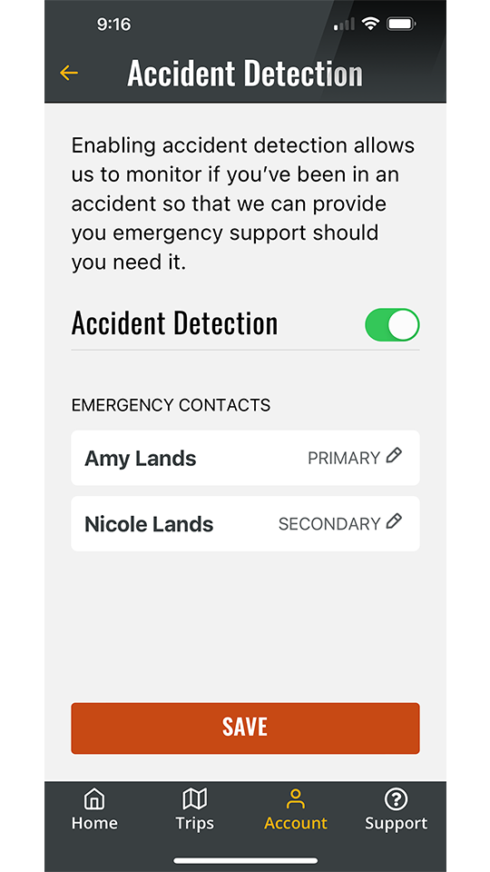 Riding App Accident Detection
