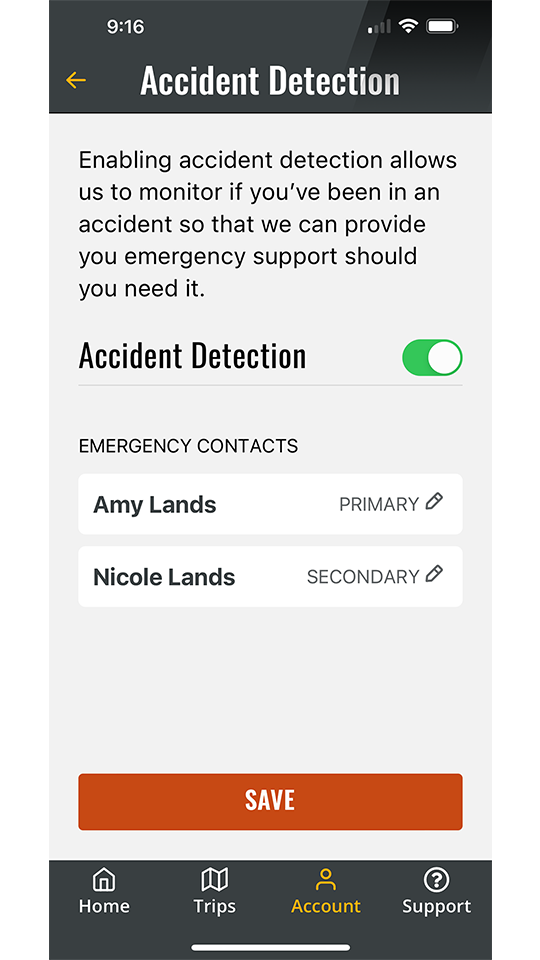 Riding App Accident Detection