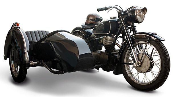 Motorcycle with a sidecar.